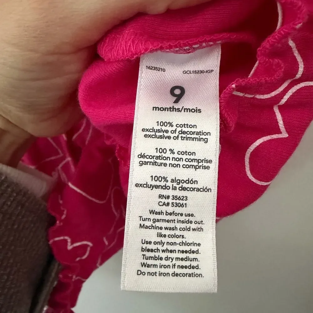 Carter's Pink Heart Matching rompers size 9M new with tags